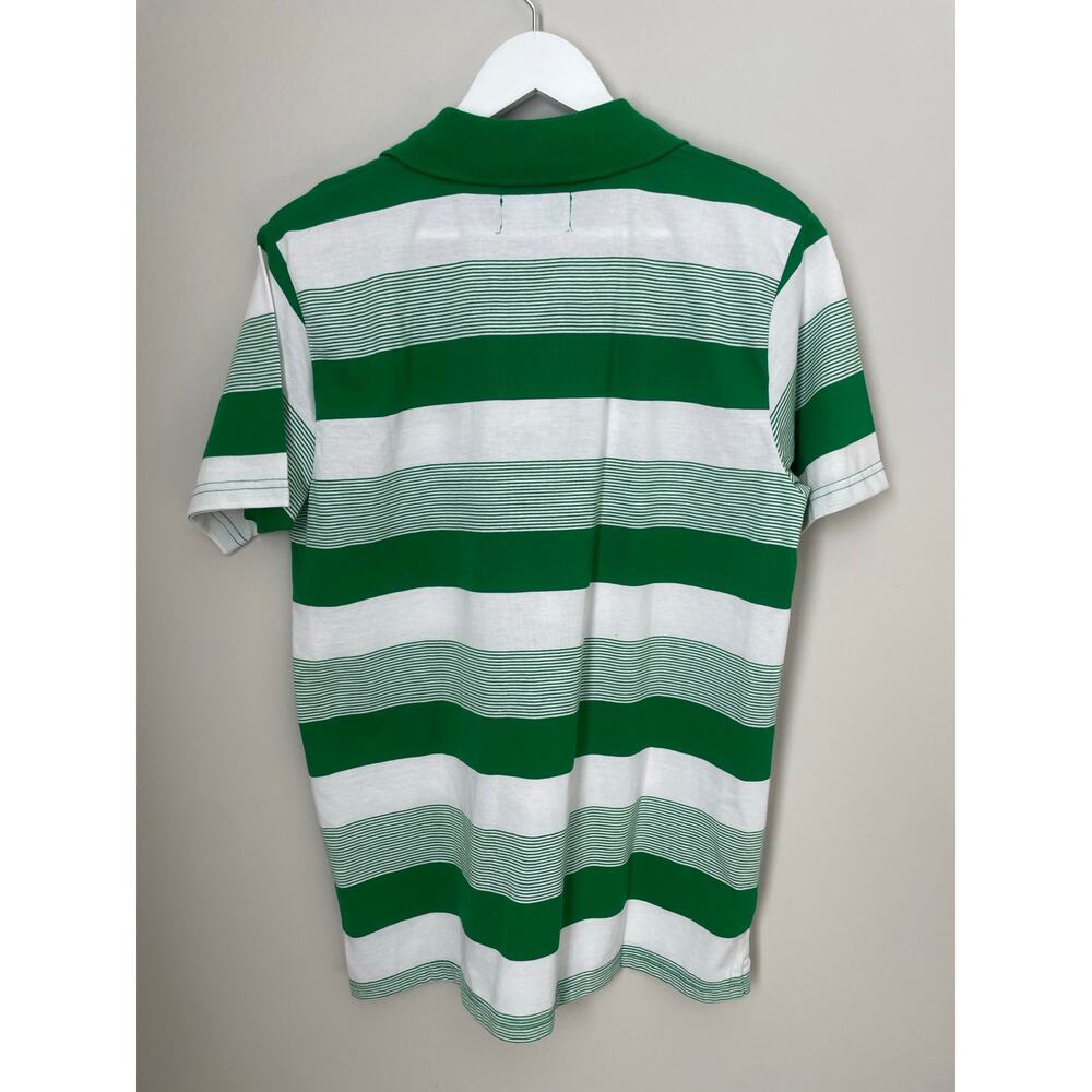 Celtic Football Club Soccer Stripped Polo Size Medium Green White Sports - Picture 2 of 6
